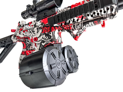 GEL GUN DOUBLE HEAD M416 pistole na vodní gelové kuličky, červená